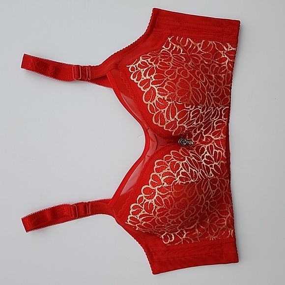 ⭐️2/$30⭐ Women Sexy Lace Brassiere Push Up Intimates Bra Tops Lingerie Red Sz 38 - Picture 5 of 16